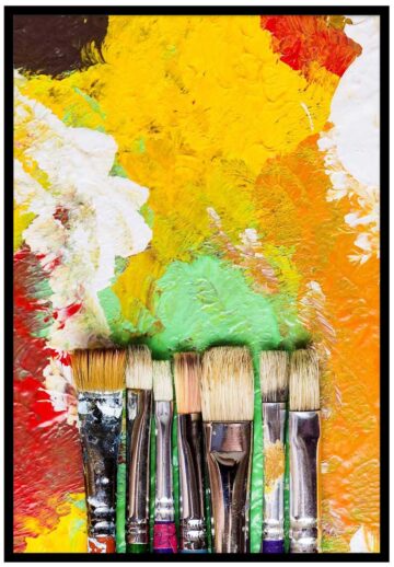 Penslar och målning tavla