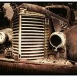 Retro bil poster i rost färg