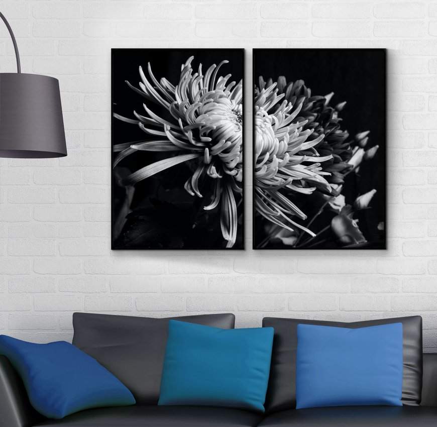 svartvita-blommor-elegant-tavla