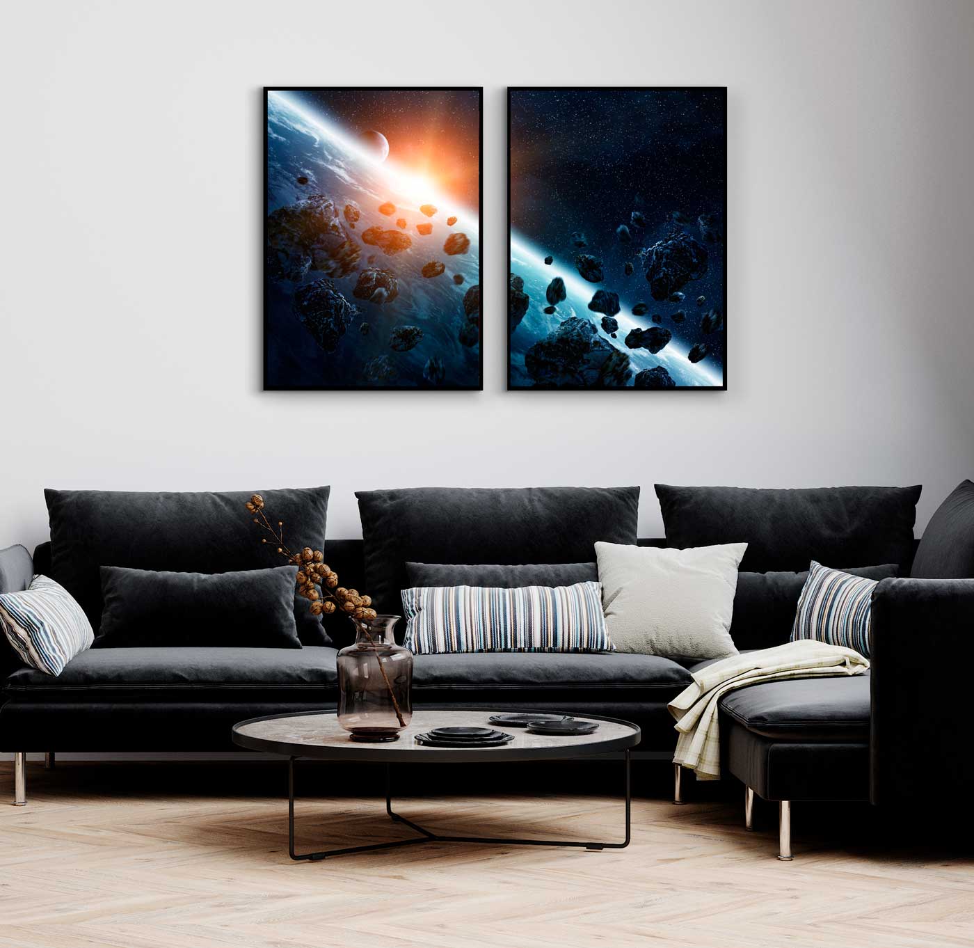 rymden-jorden-tavla uppdelad tavla med jordgloben