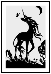 svartvit-barntavla-unicorn