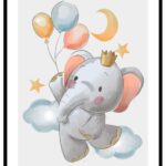 Söt barntavla med tecknad elefant