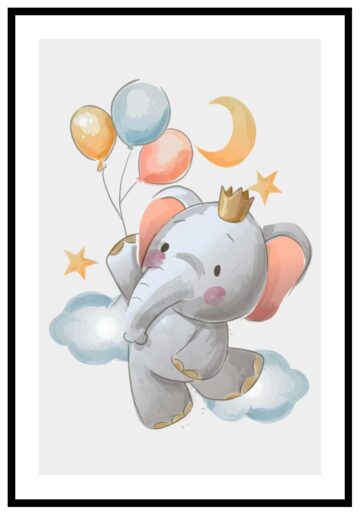 Söt barntavla med tecknad elefant