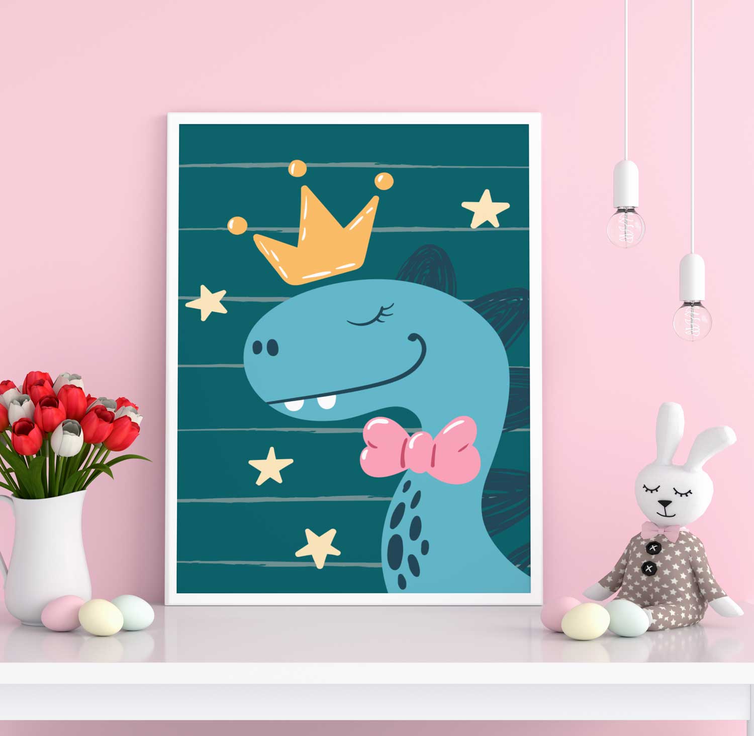 turkos-barntavla söt barntavla med dinosaurie