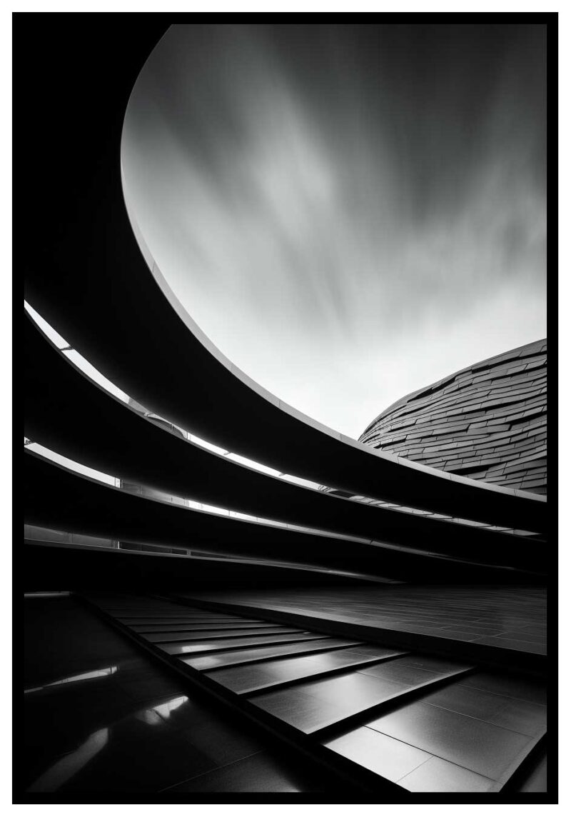 unik arkitektur i gråskala poster