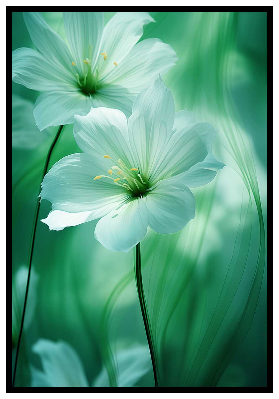 abstrakt-blommotiv-tavla Poster with white flowers