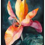 Plansch med färgstarkt blommotiv