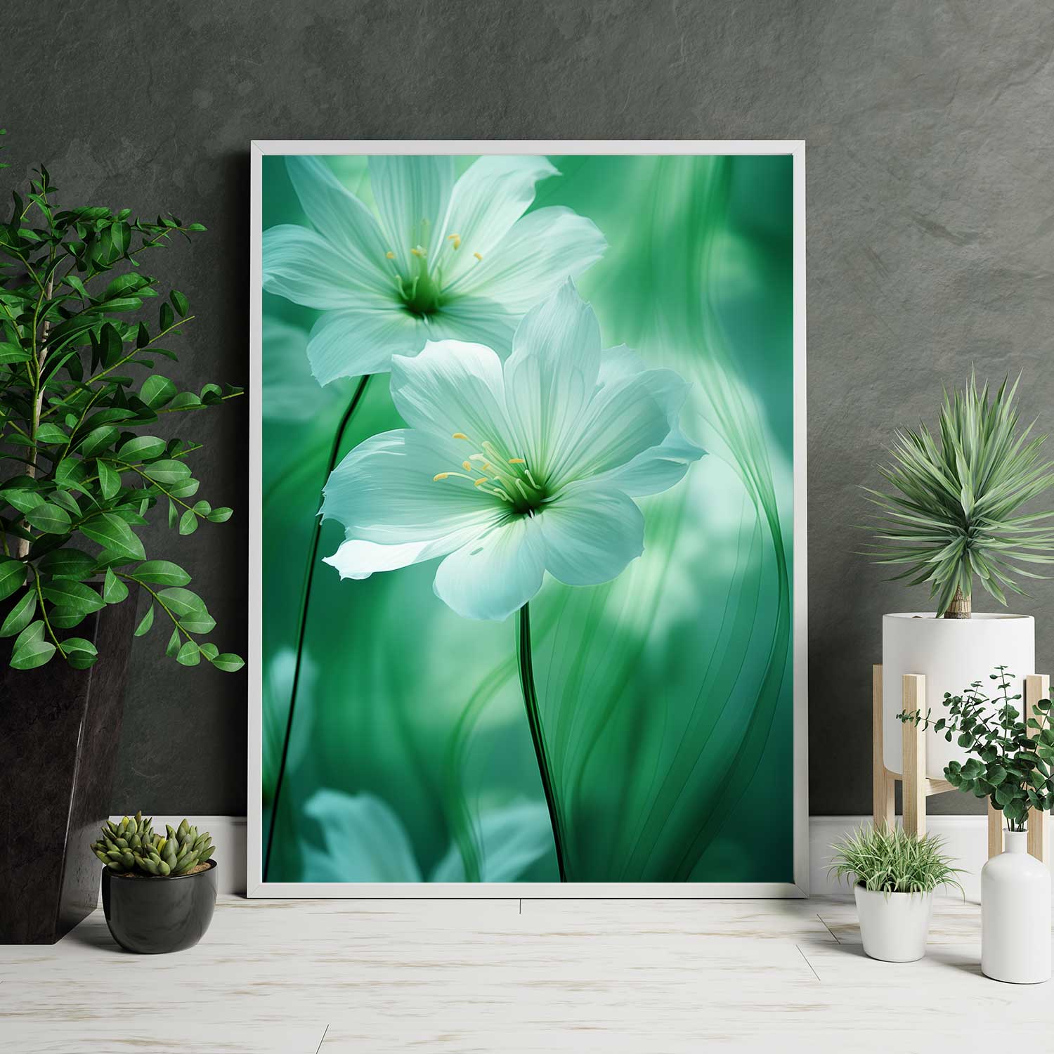 vacker-blomma-poster Vita blommor affisch